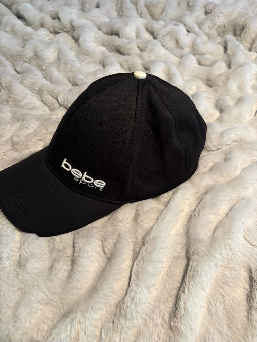 bebe Black Baseball Cap with White Logo